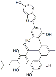 CAS 登录号：76472-89-4， [(1R,2S,5S)-5-[2,6-二羟基-4-(6-羟基-1-苯并呋喃-2-基)苯基]-2-(2,4-二羟基苯基)-3-甲基-1-环己-3-烯基]-[2,4-二羟基-3-(3-甲基丁-2-烯基)苯基]甲酮