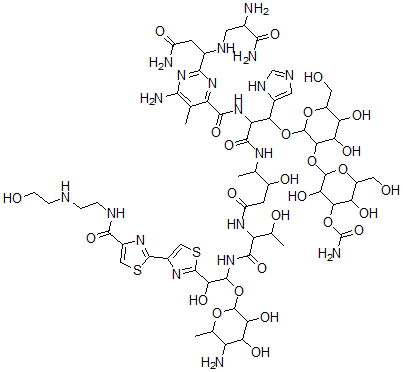CAS#: 77368-78-6, [2-[2-[2-[[6-Amino-2-[3-Amino-1-[(2,3-Diamino-3-Oxopropyl)Amino]-3-Oxopropyl]-5-Methylpyrimidine-4-Carbonyl]Amino]-3-[[5-[[1-[[1-(5-Amino-3,4-Dihydroxy-6-Methyloxan-2-Yl)Oxy-2-Hydroxy-2-[4-[4-[2-(2-Hydroxyethylamino)Ethylcarbamoyl]-1,3-Thiazol-2-Yl]-1,3-Thiazol-2-Yl]Ethyl]Amino]-3-Hydroxy-1-Oxobutan-2-Yl]Amino]-3-Hydroxy-5-Oxopentan-2-Yl]Amino]-1-(3H-Imidazol-4-Yl)-3-Oxopropoxy]-4,5-Dihydroxy-6-(Hydroxymethyl)Oxan-3-Yl]Oxy-3,5-Dihydroxy-6-(Hydroxymethyl)Oxan-4-Yl] Carbamate