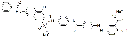 CAS 登录号：79135-91-4， (3E)-3-[[4-[[4-[(2E)-2-[6-(苯甲酰基氨基)-1-氧代-3-磺酸萘-2-亚基]肼基]苯基]氨基甲酰]苯基]亚肼基]-6-氧代环己-1,4-二烯-1-羧酸二钠