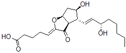CAS 登录号：79821-50-4， (5Z)-5-[(3aR,4R,5R,6aS)-5-羟基-4-[(E,3S)-3-羟基辛-1-烯基]-3-氧代-4,5,6,6a-四氢-3aH-环戊并[d]呋喃-2-亚基]戊酸