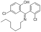 CAS 登录号:80018-12-8, 2-(庚基亚胺-(2-氯苯基)甲基)-4-氯苯酚