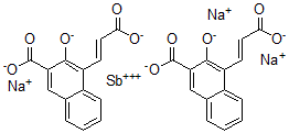 CAS 登录号:80049-89-4, 4-(2-羧基乙烯基)-3-羟基-2-萘羧酸锑(3+)钠盐