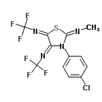 CAS 登录号:80228-93-9, 3-(4-氯苯基)-N<sup>2</sup>-甲基-N<sup>4</sup>,N<sup>5</sup>-二(三氟甲基)-1,3-噻唑烷-2,4,5-三亚胺