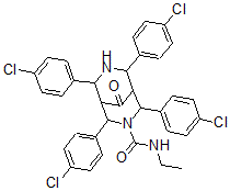 CAS 登录号:82058-43-3, N-乙基-9-氧代-2,4,6,8-四(对氯苯基)-3,7-二氮杂双环(3.3.1)壬烷-3-甲酰胺