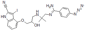 CAS 登录号：82137-66-4， 4-叠氮基-N'-[2-[[3-[(2-氰基-3-碘-1H-吲哚-4-基)氧基]-2-羟基丙基]氨基]-2-甲基丙基]苯甲脒