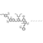 CAS 登录号：82457-21-4， 五钠5-({4-[二(2-羟基乙基)氨基]-6-({5-羟基-6-[(4-甲氧基-2-磺酸苯基)偶氮]-7-磺酸-2-萘基}氨基)-1,3,5-三嗪-2-基}氨基)-4-羟基-3-[(2-磺酸苯基)偶氮]-2,7-萘二磺酸酯