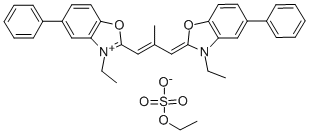 CAS 登录号：82557-14-0， 3-乙基-2-[3-(3-乙基-5-苯基-苯并恶唑-2-基)-2-甲基-丙-2-烯亚基]-5-苯基-苯并恶唑