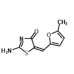 CAS 登录号：827587-14-4， (5E)-2-氨基-5-[(5-甲基-2-呋喃基)亚甲基]-1,3-噻唑-4(5H)-酮