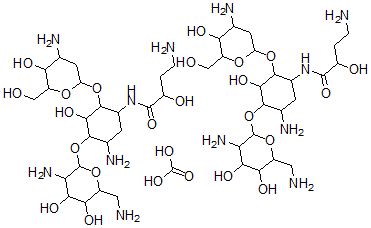 CAS 登录号:83071-96-9, 1-N-((S)-4-氨基-2-羟基丁酰基)-2''-脱氧卡那霉素 B