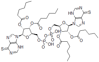 CAS 登录号:83385-95-9, P(1),P(2)-二(O(2'),O(3')-二己酰-6-巯基嘌呤-9beta-呋喃核糖苷)-5'-焦磷酸酯