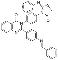 CAS 登录号:83408-71-3, 3-(4-(4-氧代-2-(苯基亚胺)-3-噻唑烷基)苯基)-2-(4-((苯基亚甲基)氨基)苯基)-4(3H)-喹唑啉酮