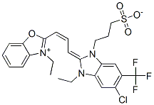 CAS 登录号：83783-58-8， 2-[3-[5-氯-3-乙基-1,3-二氢-1-(3-磺基丙基)-6-(三氟甲基)-2H-苯并咪唑-2-亚基]-1-丙烯-1-基]-3-乙基-苯并恶唑鎓内盐