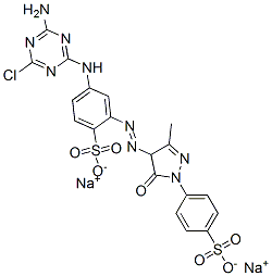CAS 登录号：84100-05-0， 4-[(4-氨基-6-氯-1,3,5-三嗪-2-基)氨基]-2-[[4,5-二氢-3-甲基-5-氧代-1-(4-磺酸基苯基)-1H-吡唑-4-基]偶氮]苯磺酸二钠