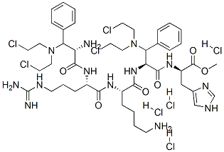 CAS 登录号：84434-76-4， N-(3-(二(2-氯乙基)氨基)-N-(N2-(N2-(3-(二(2-氯乙基)氨基)-L-苯丙氨酰)-L-精氨酰)-L-赖氨酰)-L-苯丙氨酰)-L-组氨酸甲酯四盐酸盐