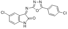 CAS 登录号:84640-87-9, 5-氯-3-(5-(P-氯苯基)-1,3,4-恶二唑-2-基亚胺)-2-吲哚啉酮