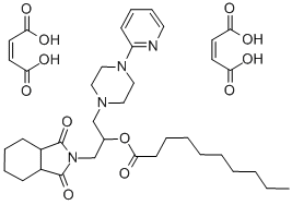 CAS 登录号:84916-57-4, 癸酸 1-((八氢-1,3-二氧代-2H-异吲哚-2-基)甲基)-2-(4-(2-吡啶基)-1-哌嗪基)乙酯 (Z)-2-丁烯二酸盐 (1:2)