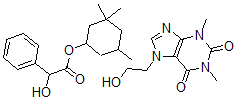CAS 登录号:84930-23-4, 7-(2-羟基乙基)-1,3-二甲基-嘌呤-2,6-二酮 (3,3,5-三甲基环己基)2-羟基-2-苯基乙酸酯