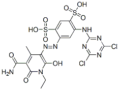 CAS#: 85213-60-1, 4-[[5-(Aminocarbonyl)-1-Ethyl-1,6-Dihydro-2-Hydroxy-4-Methyl-6-Oxo-3-Pyridyl]Azo]-6-[(4,6-Dichloro-1,3,5-Triazin-2-Yl)Amino]Benzene-1,3-Disulphonic Acid