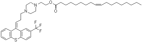 CAS 登录号：85721-06-8， 2-(4-{(3Z)-3-[2-(三氟甲基)-9H-噻吨-9-亚基]丙基}-1-哌嗪基)乙基 (9Z)-9-十八碳烯酸酯