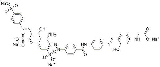 CAS 登录号：85750-09-0， N-(4-((4-((4-((1-氨基-8-羟基-3,6-二磺酸基-7-((4-磺酸基苯基)偶氮)-2-萘基)偶氮)苯甲酰基)氨基)苯基)偶氮)-3-羟基苯基)甘氨酸四钠盐