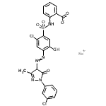 CAS 登录号：85750-14-7， 钠2-{[(2-氯-4-{[1-(3-氯苯基)-3-甲基-5-氧代-4,5-二氢-1H-吡唑-4-基]偶氮}-5-羟基苯基)磺酰基]氨基}苯甲酸酯