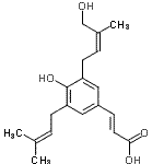 CAS 登录号：85819-51-8， (2E)-3-{4-羟基-3-[(2Z)-4-羟基-3-甲基-2-丁烯-1-基]-5-(3-甲基-2-丁烯-1-基)苯基}丙烯酸
