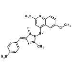CAS 登录号：85998-79-4， (5Z)-5-(4-氨基苄亚基)-3-[(6-甲氧基-2-甲基-4-喹啉基)氨基]-2-甲基-3,5-二氢-4H-咪唑-4-酮