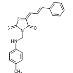 CAS 登录号：86650-10-4， (5E)-3-{[(4-甲基苯基)氨基]甲基}-5-[(2E)-3-苯基-2-丙烯-1-亚基]-2-硫代-1,3-噻唑烷-4-酮