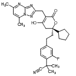 CAS#: 877225-09-7, 2-[4-(2-{(2R)-2-Cyclopentyl-5-[(5,7-dimethyl[1,2,4]triazolo[1,5-a]pyrimidin-2-yl)methyl]-4-hydroxy-6-oxo-3,6-dihydro-2H-pyran-2-yl}ethyl)-2-fluorophenyl]-2-methylpropanenitrile