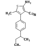 CAS 登录号：884497-30-7， 2-氨基-4-(4-仲-丁基苯基)-5-甲基-3-噻吩甲腈