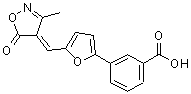 CAS 登录号：884497-55-6， 3-{5-[(E)-(3-甲基-5-氧代-1,2-恶唑-4(5H)-亚基)甲基]-2-呋喃基}苯甲酸