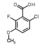 CAS 登录号：886499-58-7， 6-氯-2-氟-3-甲氧基苯甲酸