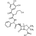 CAS 登录号：88852-54-4， (2S,5R,6R)-6-{[{[(3-氯-4,5-二羟基苯甲酰)(3-羟基丙基)氨基甲酰]氨基}(苯基)乙酰基]氨基}-3,3-二甲基-7-氧代-4-硫杂-1-氮杂双环[3.2.0]庚烷-2-羧酸