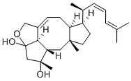 CAS 登录号：90108-64-8， (1R,2aS,6aS,7R,9aR,10aS,10bS)-7-[(1S,2Z)-1,5-二甲基-2,4-己二烯基]-1,2,4,6,6a,7,8,9,9a,10,10a,10b-十二氢-1,9a-二甲基-2aH-3-氧杂环戊并[5,6]环辛四烯并[1,2,3-cd]并环戊二烯-1,2a-二醇