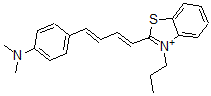 CAS 登录号:90832-31-8, 2-(4-(4-N,N-二甲基苯氨基)-1,3-丁二烯基)-3-丙基苯并噻唑鎓