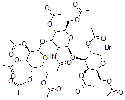 CAS 登录号:92596-17-3, 3-O-(2-乙酰氨基-4,6-二-O-乙酰基-2-脱氧-3-O-(2,3,4,6-四-O-乙酰基-beta-吡喃半乳糖基)-beta-吡喃葡萄糖基)-2,4,6-三-O-乙酰基-alpha-吡喃半乳糖溴化物