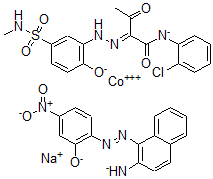 CAS 登录号：93776-36-4， [2-[(2-氨基-1-萘基)偶氮]-5-硝基苯酚根合][N-(氯苯基)-2-[[2-羟基-5-[(甲基-氨基)磺酰基]苯基]偶氮]-3-氧代丁酰胺合]钴酸钠