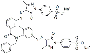CAS#: 93783-19-8, Disodium 4-[4-[[3-[Benzyl[3-[[4,5-Dihydro-3-Methyl-5-Oxo-1-(4-Sulphonatophenyl)-1H-Pyrazol-4-Yl]Azo]Benzoyl]Amino]-P-Tolyl]Azo]-4,5-Dihydro-3-Methyl-5-Oxo-1H-Pyrazol-1-Yl]Benzenesulphonate