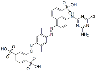 CAS 登录号：93892-90-1， 2-[[4-[[4-[(4-氨基-6-氯-1,3,5-三嗪-2-基)氨基]-5-磺基-1-萘基]偶氮]-2,5-二甲基苯基]偶氮]苯-1,4-二磺酸