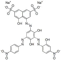 CAS 登录号：93939-98-1， 4-[[2,4-二羟基-3-[(2-羟基-4-硝基苯基)偶氮]-5-[(4-硝基苯基)偶氮]苯基]偶氮]-5-羟基萘-2,7-二磺酸二钠