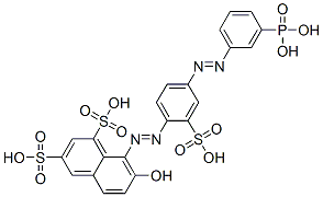 CAS 登录号：93966-72-4， 7-羟基-8-[[4-[(3-Phosphono苯基)偶氮]-2-磺基苯基]偶氮]萘-1,3-二磺酸