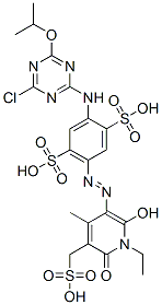 CAS 登录号：93980-98-4， 2-[[4-氯-6-(1-甲基乙氧基)-1,3,5-三嗪-2-基]氨基]-5-[2-[1-乙基-1,6-二氢-2-羟基-4-甲基-6-氧代-5-(磺基甲基)-3-吡啶基]偶氮]-1,4-苯二磺酸