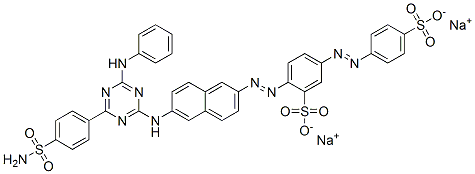 CAS 登录号：93982-55-9， 2-[[6-[[6-苯胺基-4-[4-氨基磺酰基苯基]-1,3,5-三嗪-2-基]氨基]-2-萘基]偶氮]-5-[(4-磺酸基苯基)偶氮]苯磺酸二钠