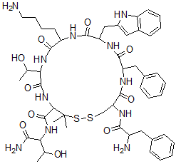 CAS#: 96384-04-2, Phe-Cys-Phe-Trp-Lys-Thr-Pen-Thr-NH2