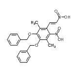 CAS 登录号：97073-51-3， 1,2-二(苄氧基)-3,6-二甲基-4-硝基-5-[(E)-2-硝基乙烯基]苯