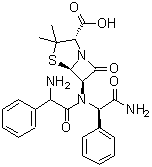 (2R)-2-Phenylglycyl-(2R)-N-[(2S,5R,6R)-2-carboxy-3,3-dimethyl-7-oxo-4-thia-1-azabicyclo[3.2.0]hept-6-yl]-2-phenylglycinamide molecular structure (CAS 10001-82-8)