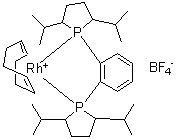 1,2-二((2S,5S)-2,5-二异丙基磷杂环戊烷基)苯(环辛二烯)铑(I)四氟硼酸盐分子结构 (CAS 1000393-36-1)