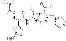 1-[[(6R,7R)-7-[[(2Z)-2-(2-Amino-4-thiazolyl)-2-[(1-carboxy-1-methylethoxy)imino]acetyl]amino]-2-carboxy-8-oxo-5-thia-1-azabicyclo[4.2.0]oct-3-en-3-yl]methyl]pyridinium inner salt molecular structure (CAS 1000980-60-8)