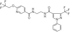 6-(2,2,2-Trifluoroethoxy)-N-[2-[[[1-phenyl-3-(trifluoromethyl)-1H-pyrazol-4-yl]carbonyl]amino]ethyl]nicotinamide molecular structure (CAS 1003576-00-8)