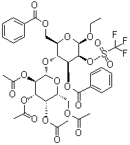乙基 4-O-(2,3,4,6-四-O-乙酰基-beta-D-吡喃半乳糖基)-beta-D-吡喃甘露糖苷 3,6-二苯甲酸酯 2-(1,1,1-三氟甲烷磺酸酯)分子结构 (CAS 1008750-65-9)